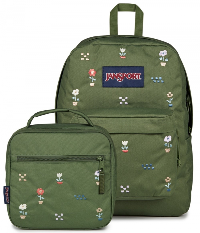 Jansport SuperBreak Plus® FX Flower Green Bundle - Flower Fundamentals Cargo Green