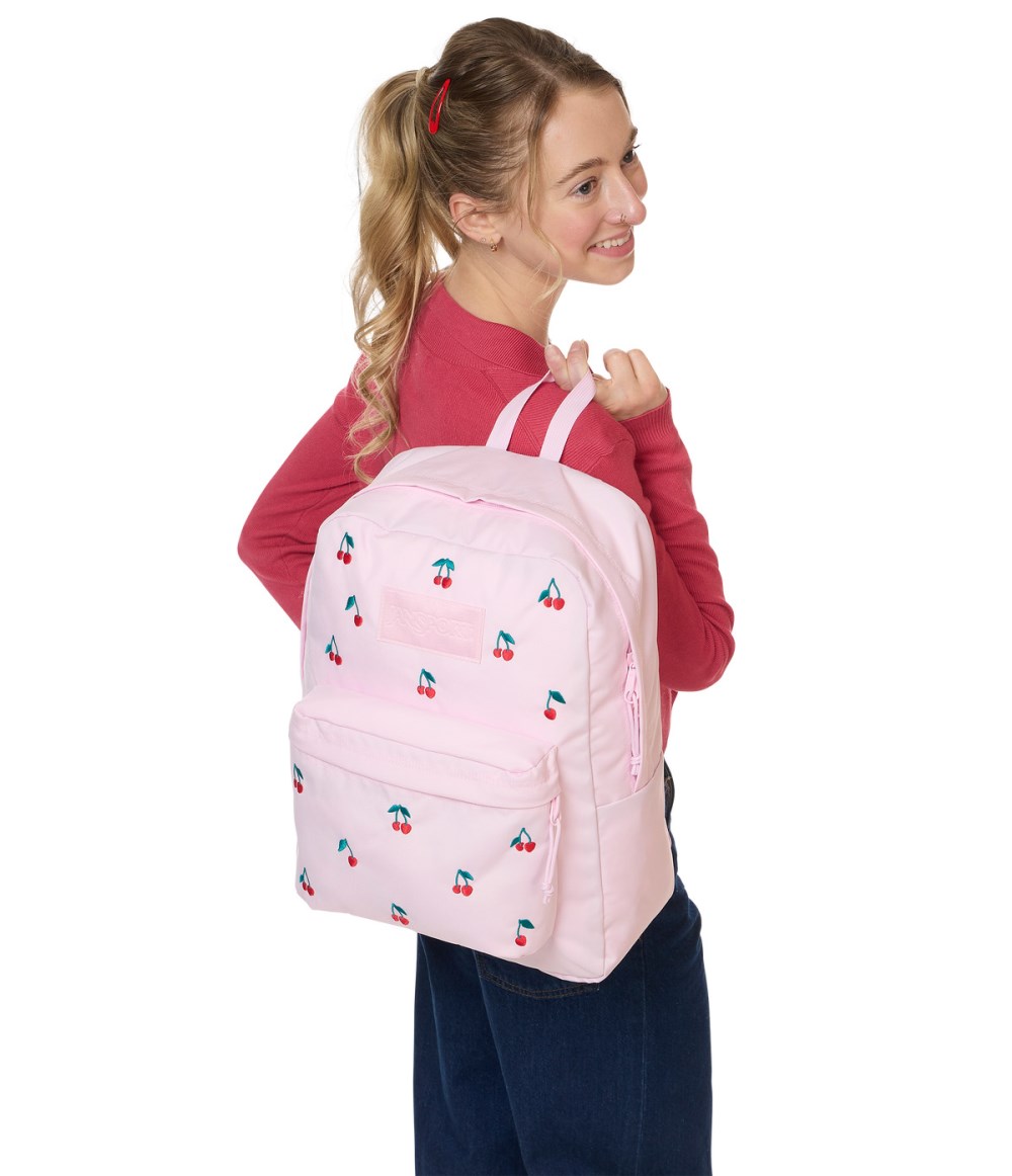 Jansport SuperBreak® Plus - Pink Ice Cherry Embroidery