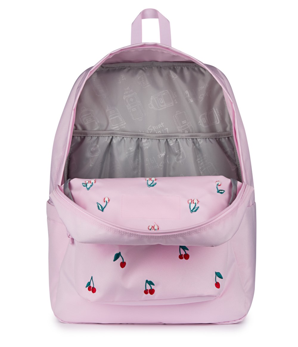 Jansport SuperBreak® Plus - Pink Ice Cherry Embroidery