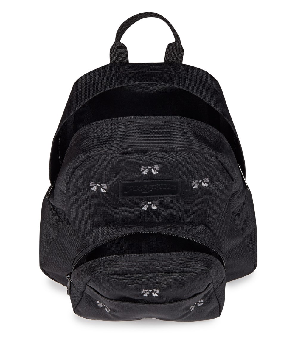 Jansport Half Pint Mini Backpack - Embroidered Bows Black